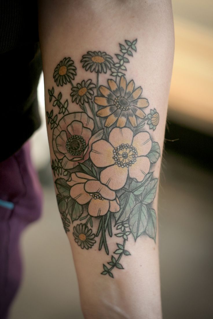 Impressive Floral Tattoo Design For Forearm