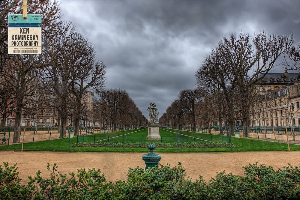 Jardin du Luxembourg Garden In Black Clouds