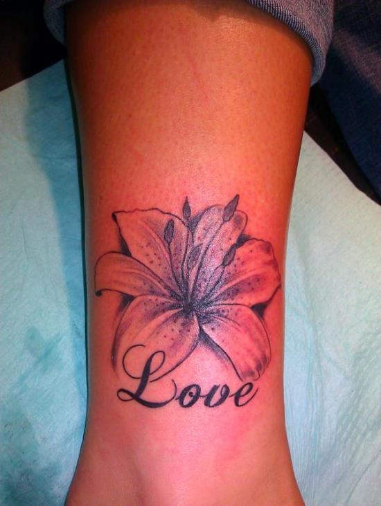 Love - Floral Tattoo Design For Leg