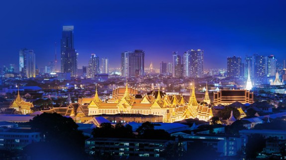 Aerial View Of Grand Palace Bangkok At Night