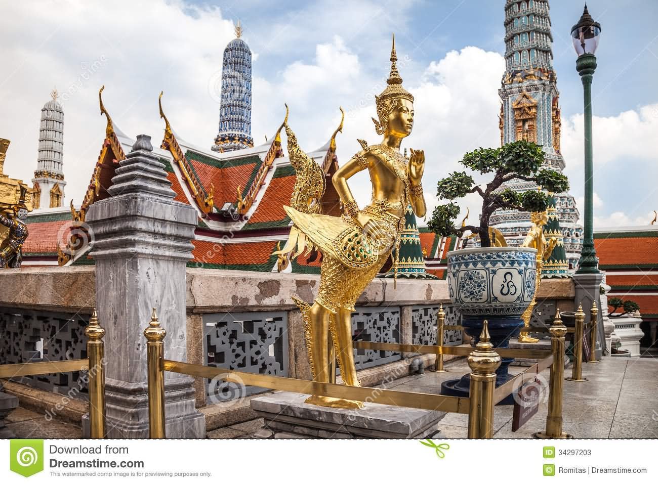 Golden Kinnara At Grand Palace In Bangkok