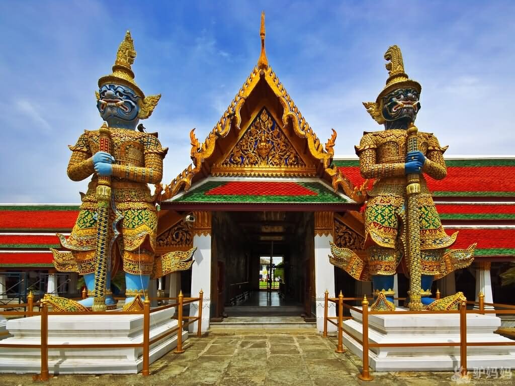 Guards At The Temple Of Emerald Buddha Inside Grand Palace