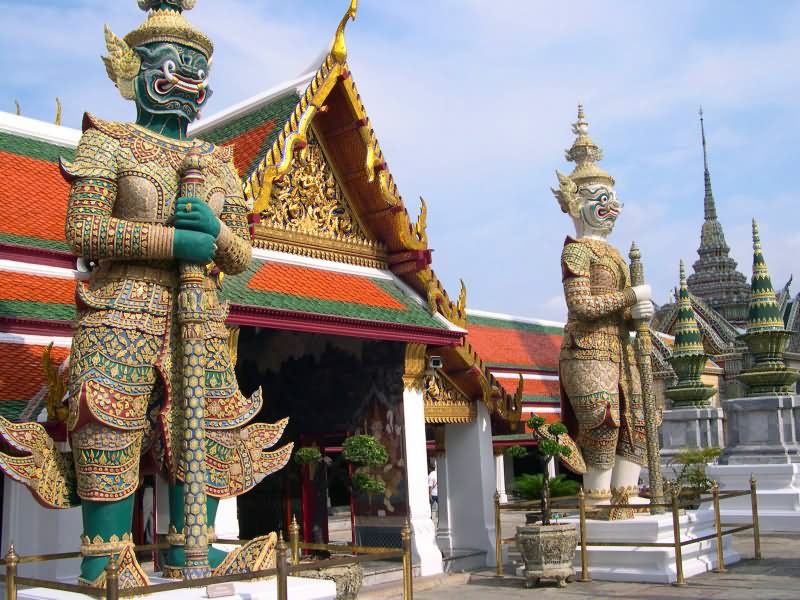 Statue Guards Outside Temple Of The Emerald Buddha