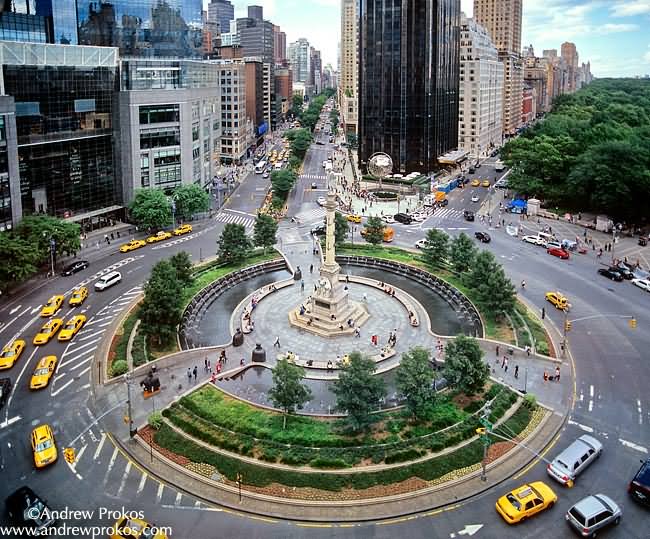 Aerial View Of Columbus Circle