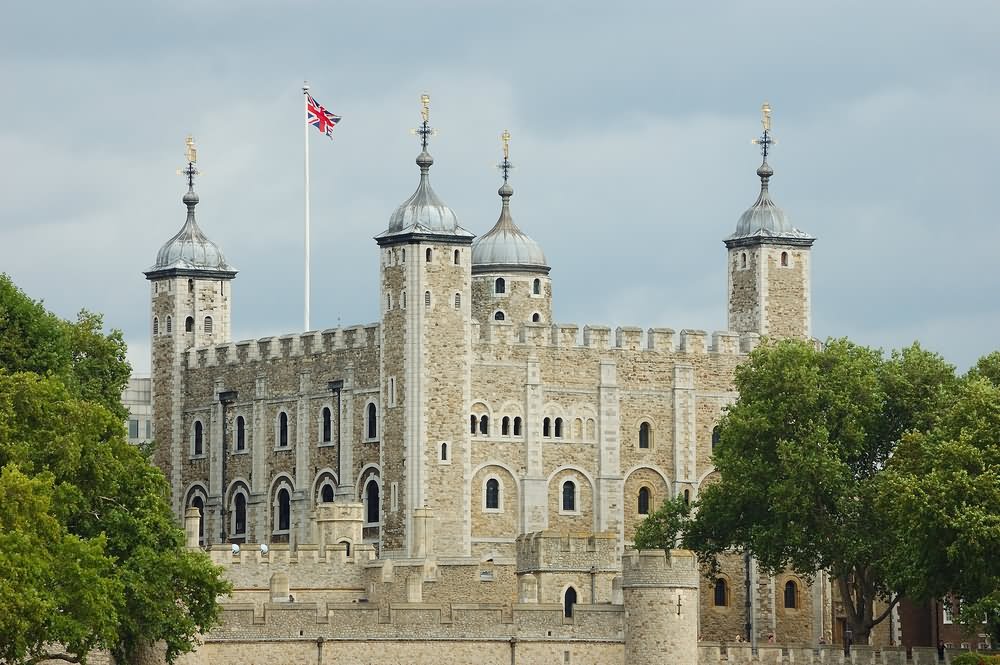 England Flag Waving At Tower Of London