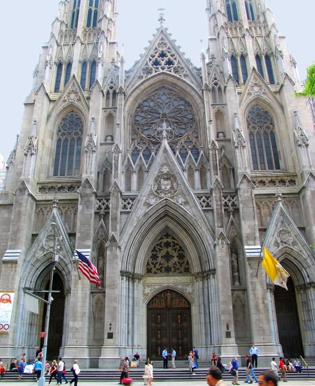 Front View Of St. Patrick's Cathedral, Manhattan