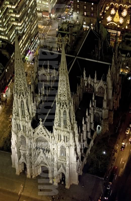 St. Patrick's Cathedral Aerial View At Night Picture