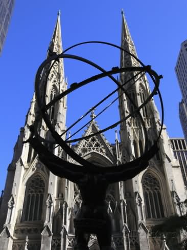 Statue Of Atlas Rockefeller In Front Of St. Patrick's Cathedral