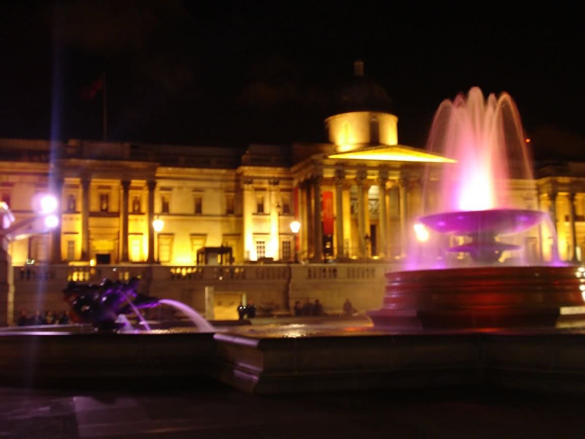 Beautiful Night Lights At Trafalgar Square