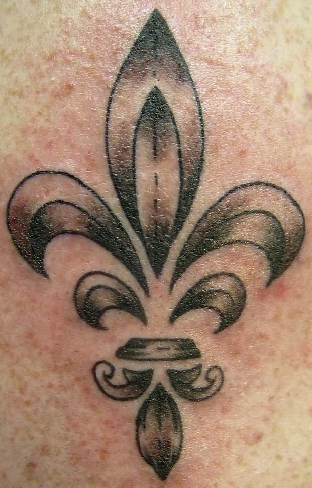 Black And Grey Simple Fleur De Lis Tattoo Idea