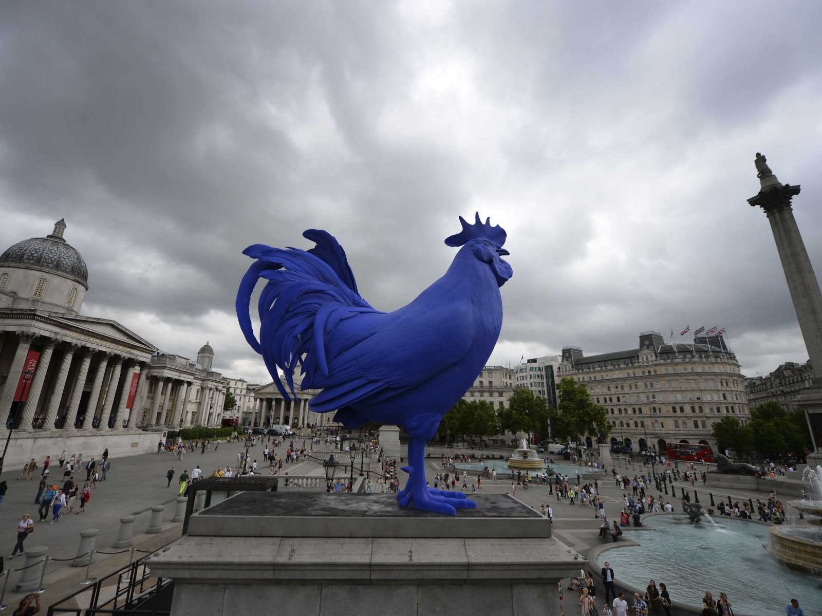 Blue Rooster Statue At The Trafalgar Square