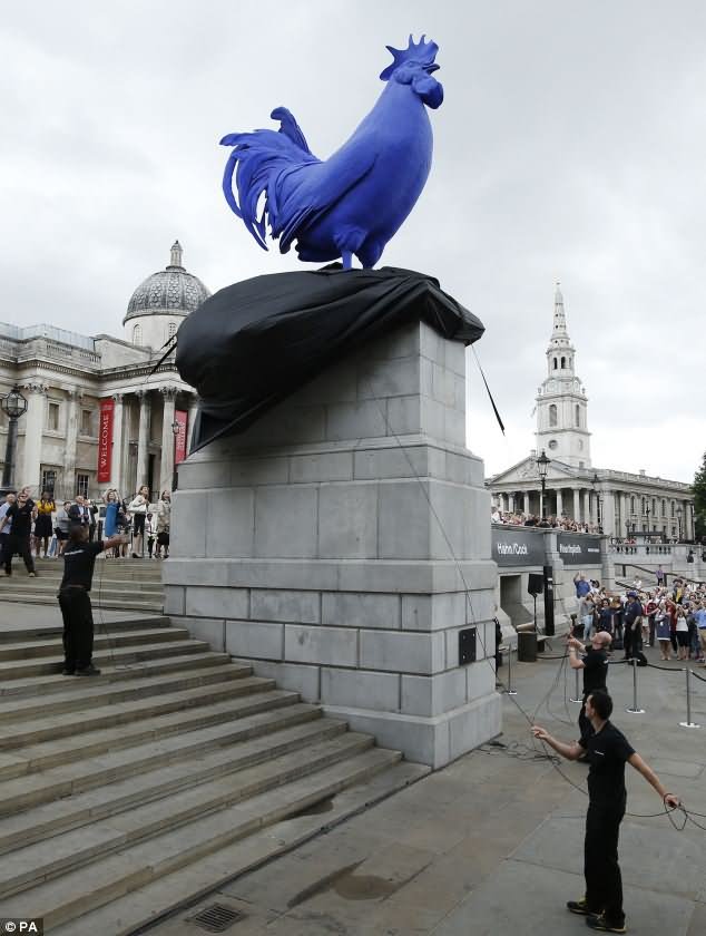 Blue Rooster Statue At Trafalgar Square