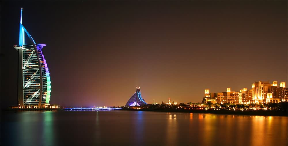 Burj Al Arab And Dubai City At Night