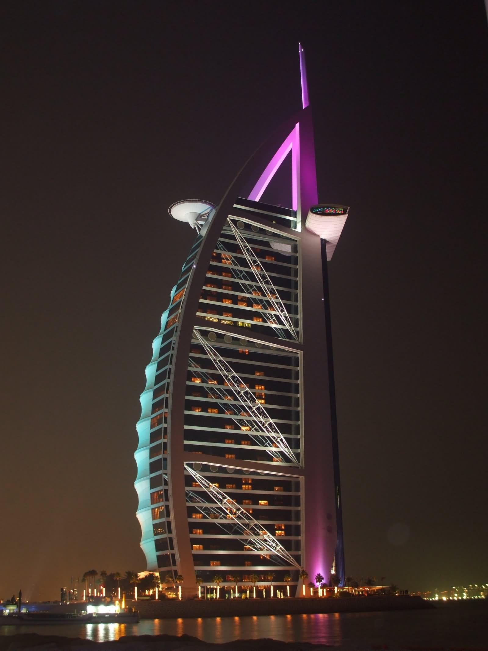 Burj Al Arab At Jumeriah Beach During Night