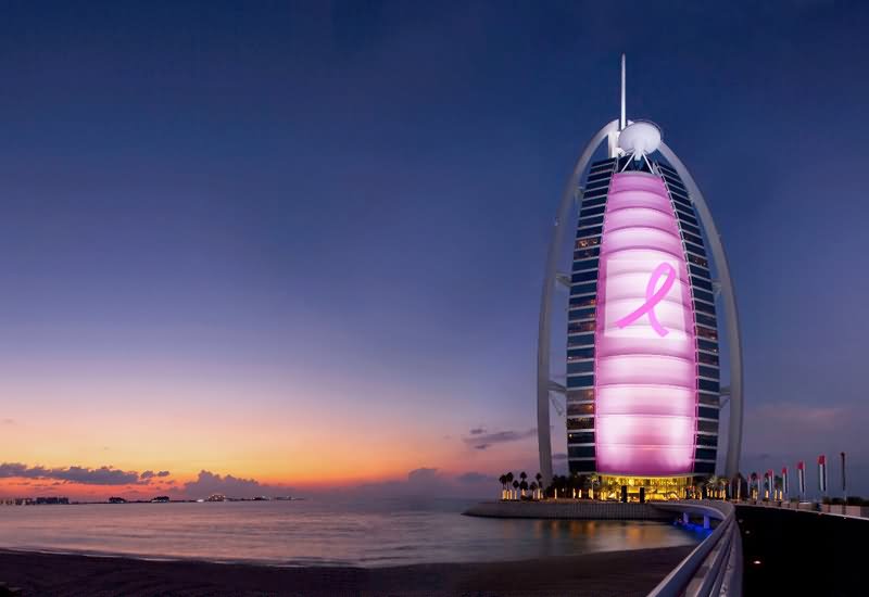 Burj Al Arab Lit In Pink