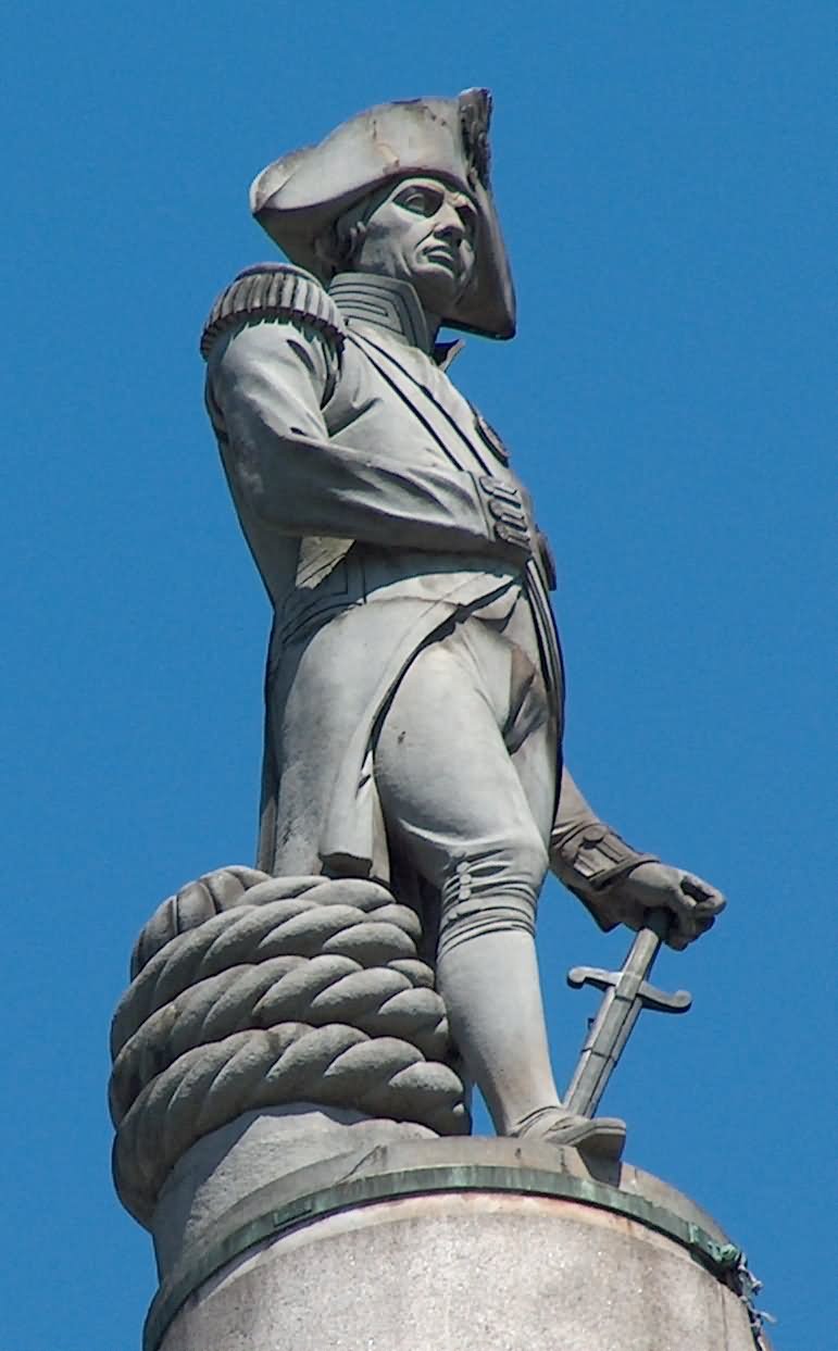 Closeup Of Nelson Statue At The Trafalgar Square