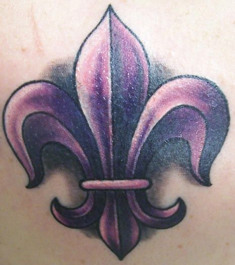 Colored Ink Fleur De Lis Tattoo