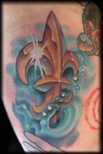 Colorful Fleur De Lis Tattoo