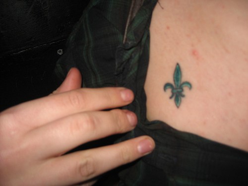 Fleur De Lis Tattoo On Collarbone