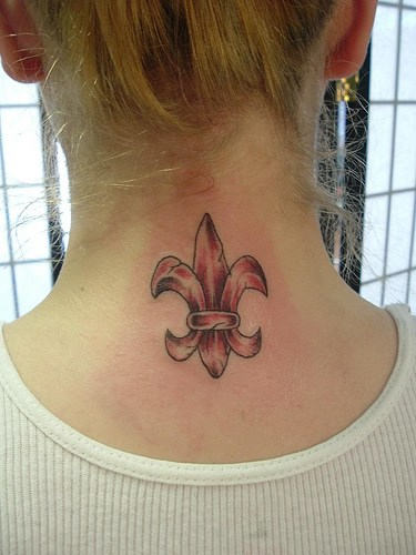 Fleur De Lis Tattoo On Girl Nape