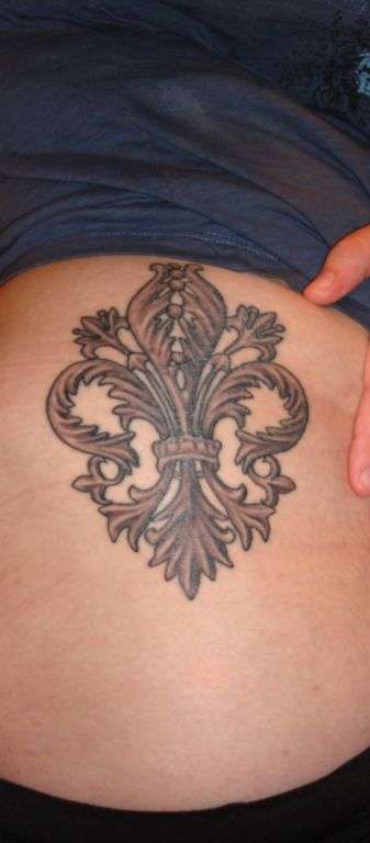 Girl Rib Side Fleur De Lis Tattoo