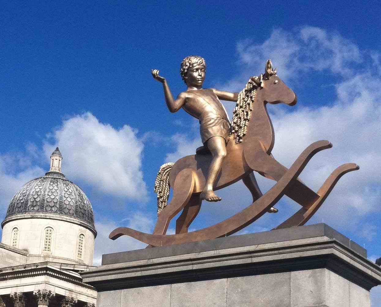 Golden Boy Statue At The Trafalgar Square, London