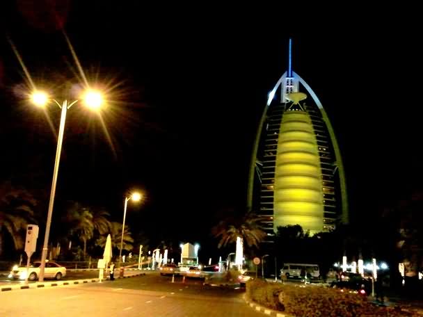 Incredible Night View Of The Burj Al Arab, Dubai