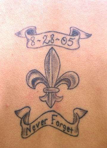 Memorial Fleur De Lis Tattoo On Back