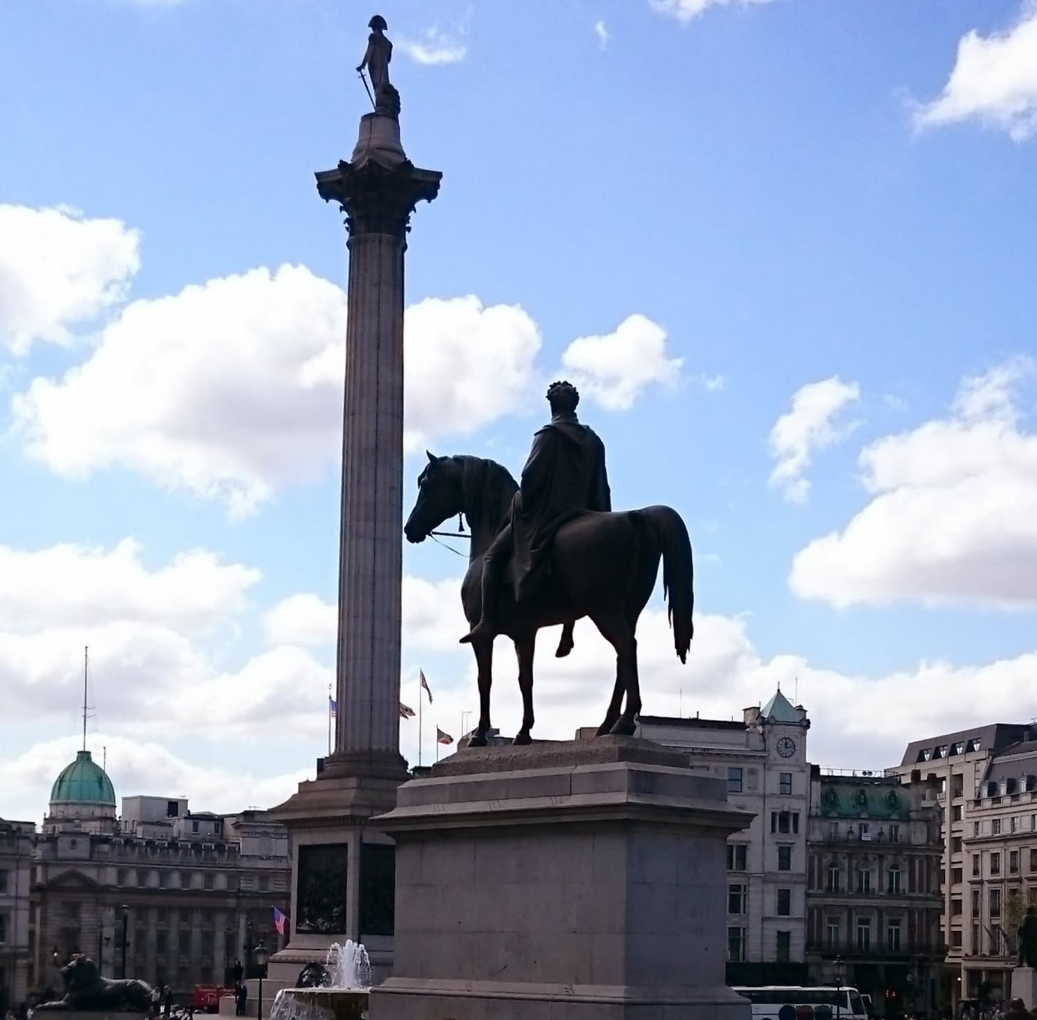 Nelson And King George IV Statues At Trafalgar Square In London