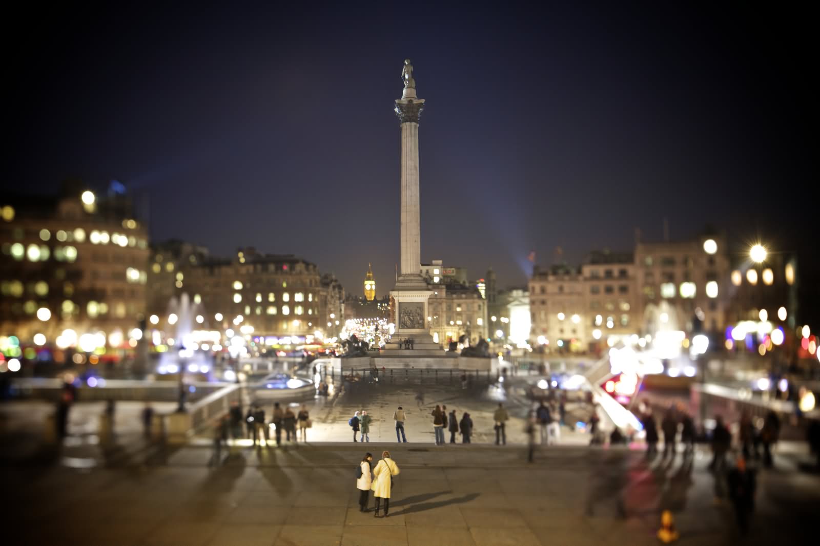 Nelson's Column At Trafalgar Square Night Picture