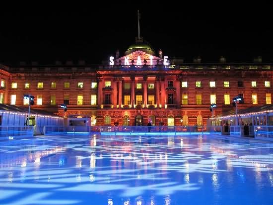 Night View Of Ice Skating At Somerset House