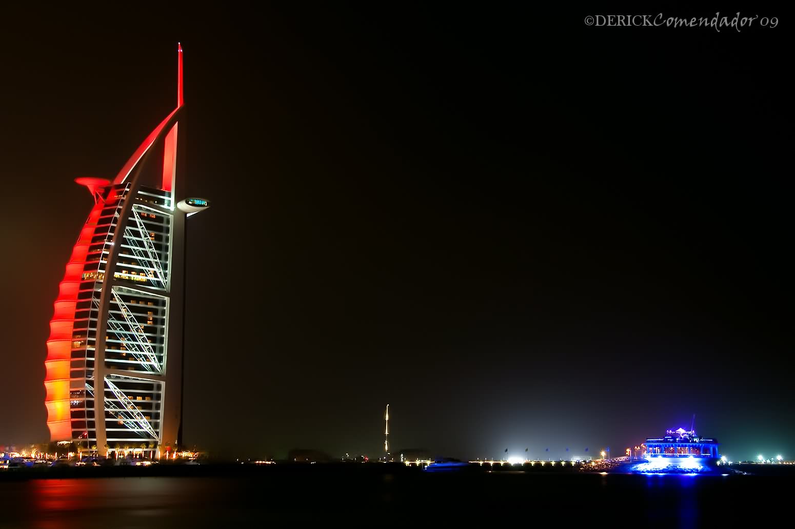 Red Night Lights On The Burj Al Arab, Dubai