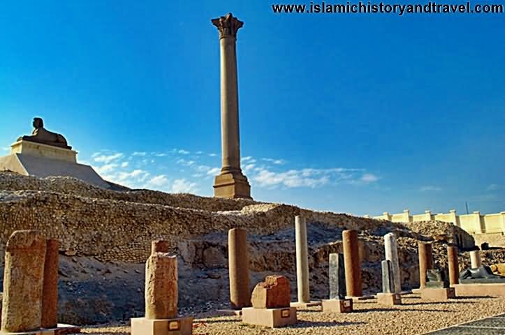 A View Of The Pompey's Pillar And Small Broken Columns