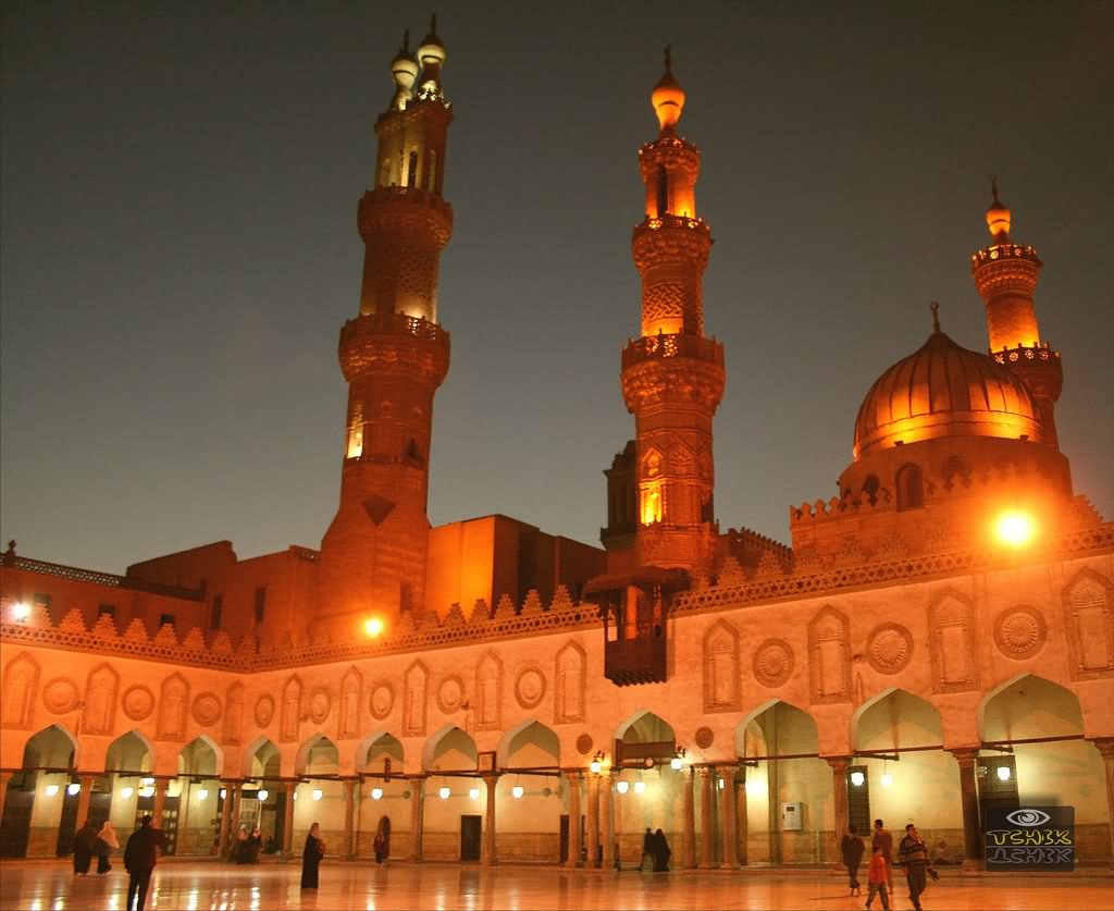 Adorable Night View Of The Al Azhar Mosque In Cairo