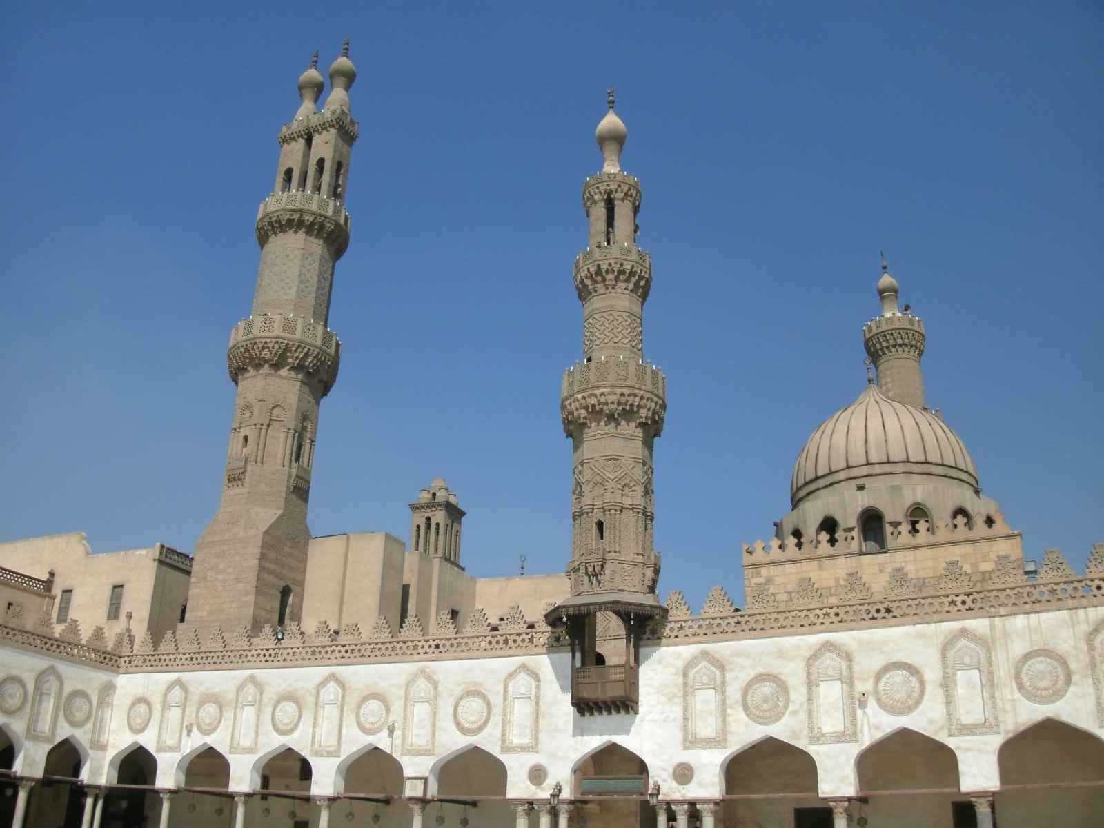 Al Azhar Mosque Minarets And Dome View