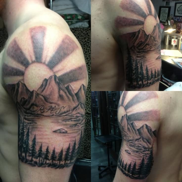 37 Wonderful Mountain Scenery Tattoos - 