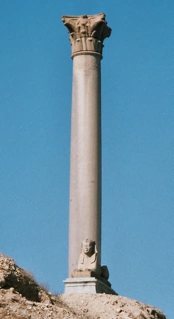 Front View Of The Pompey's Pillar And Sphinx