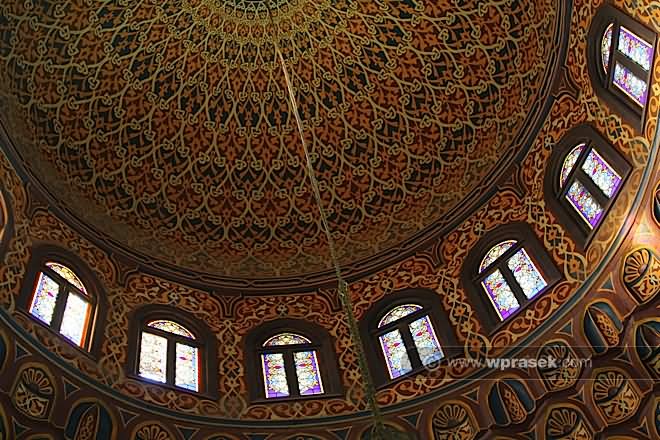 Ornate Dome Inside The Al Azhar Mosque