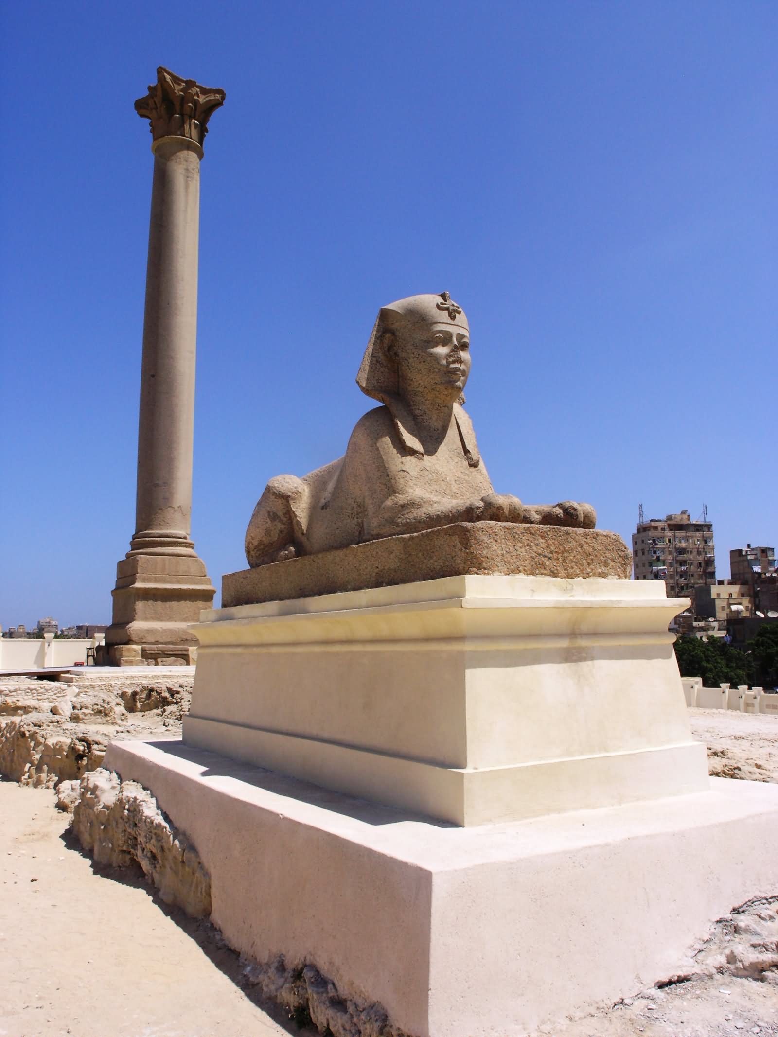 Pompey's Pillar With Sphinx