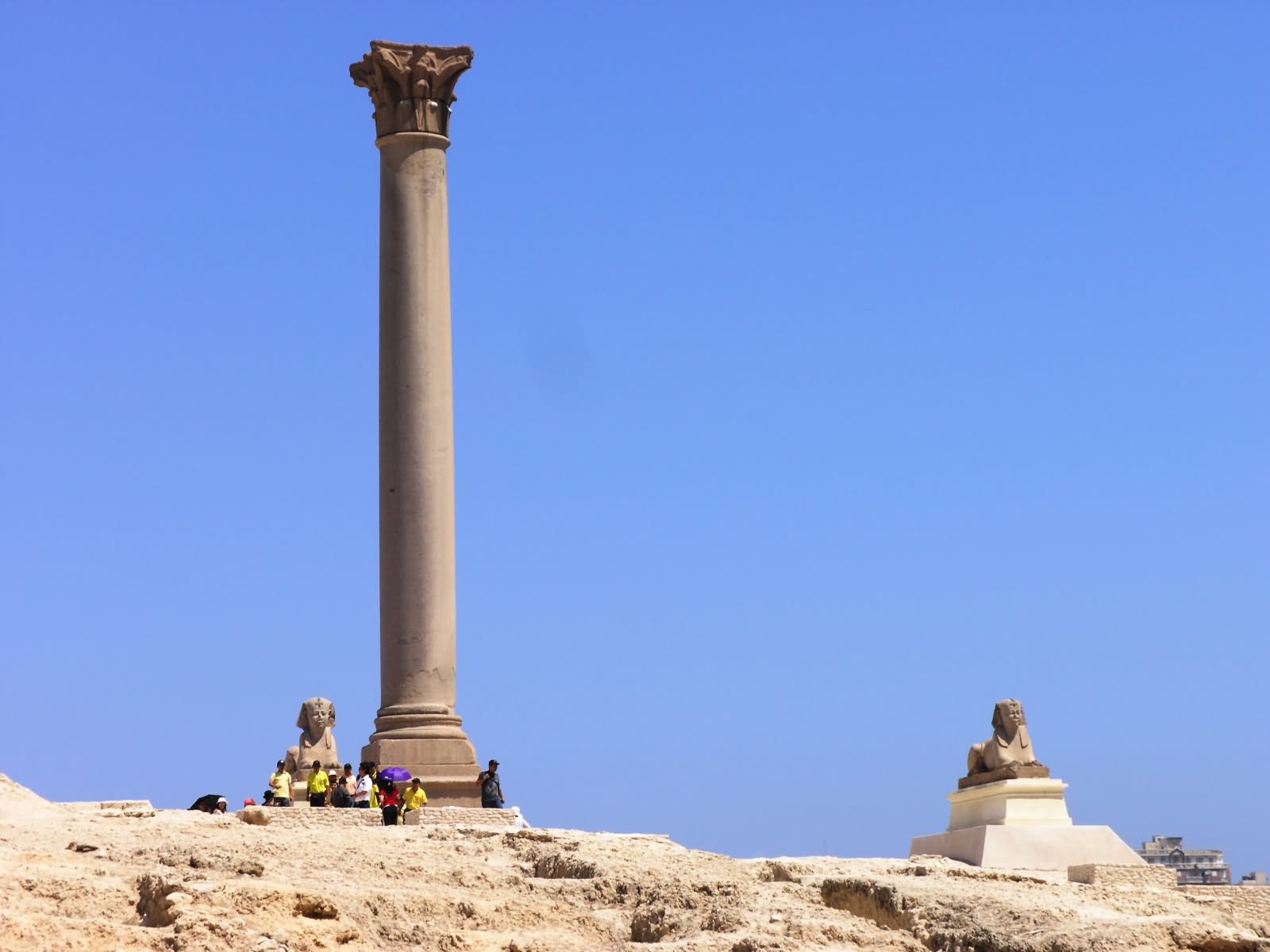 Pompey's Pillar With Two Sphinx