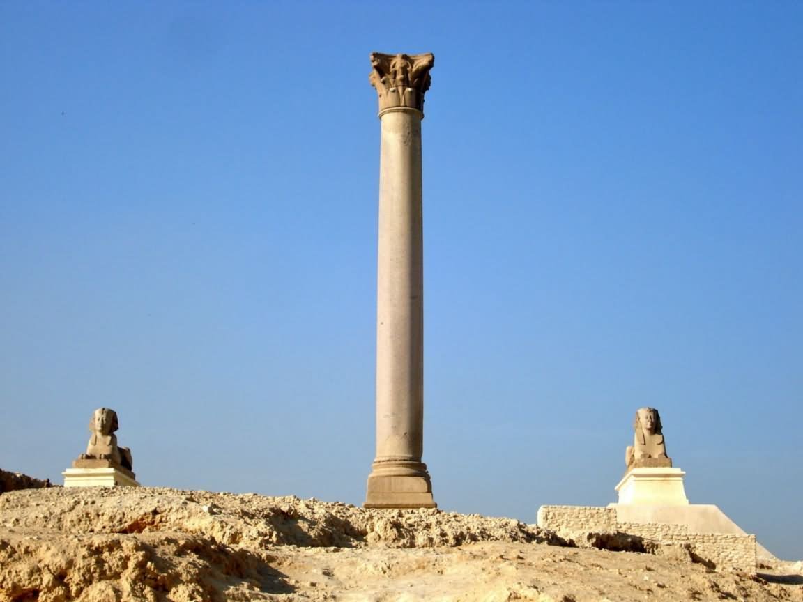 The Pompey's Pillar In Alexandria, Egypt