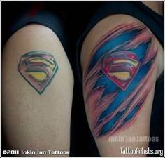 Torn Ripped Skin Superman Logo Tattoo Design