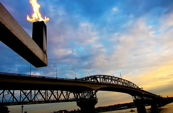 Amazing Sunset View Of The Auckland Harbour Bridge, Auckland