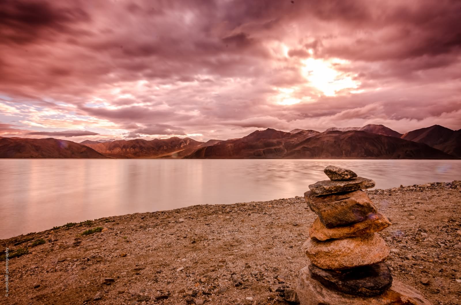 Amazing Sunset View Over The Pangong Tso Lake, Ladakh