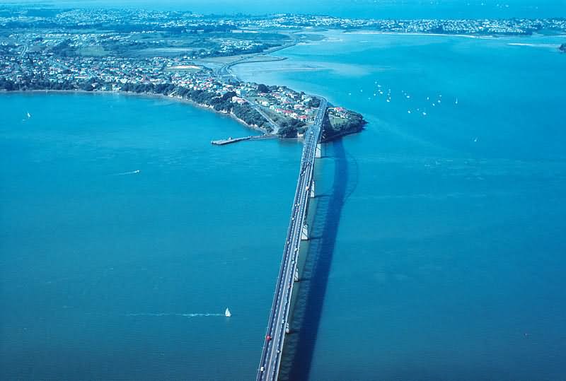 An Aerial View Of The Auckland Harbour Bridge