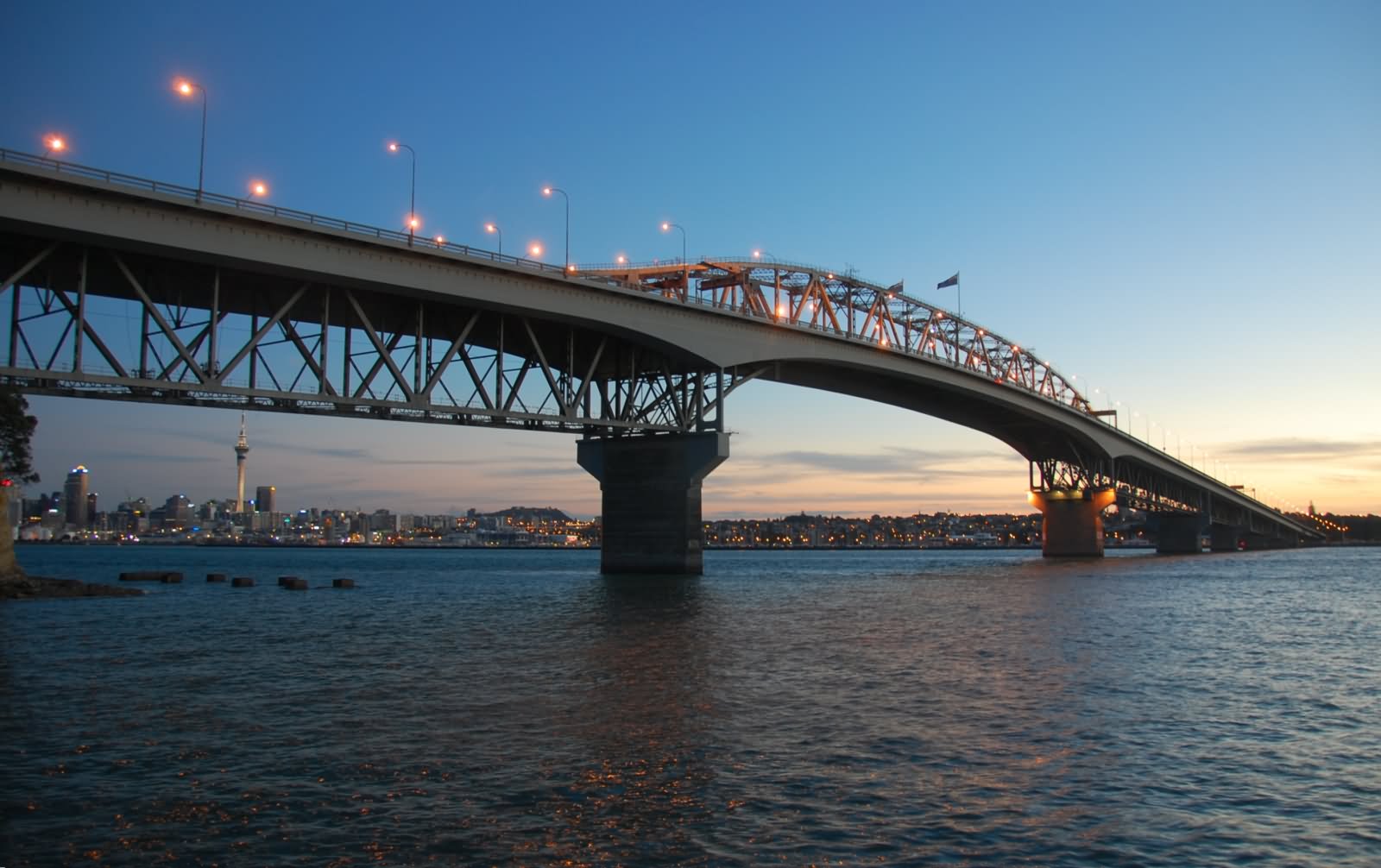 Auckland Harbour Bridge During Sunset