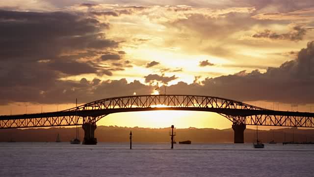 Beautiful Sunset View Of The Auckland Harbour Bridge