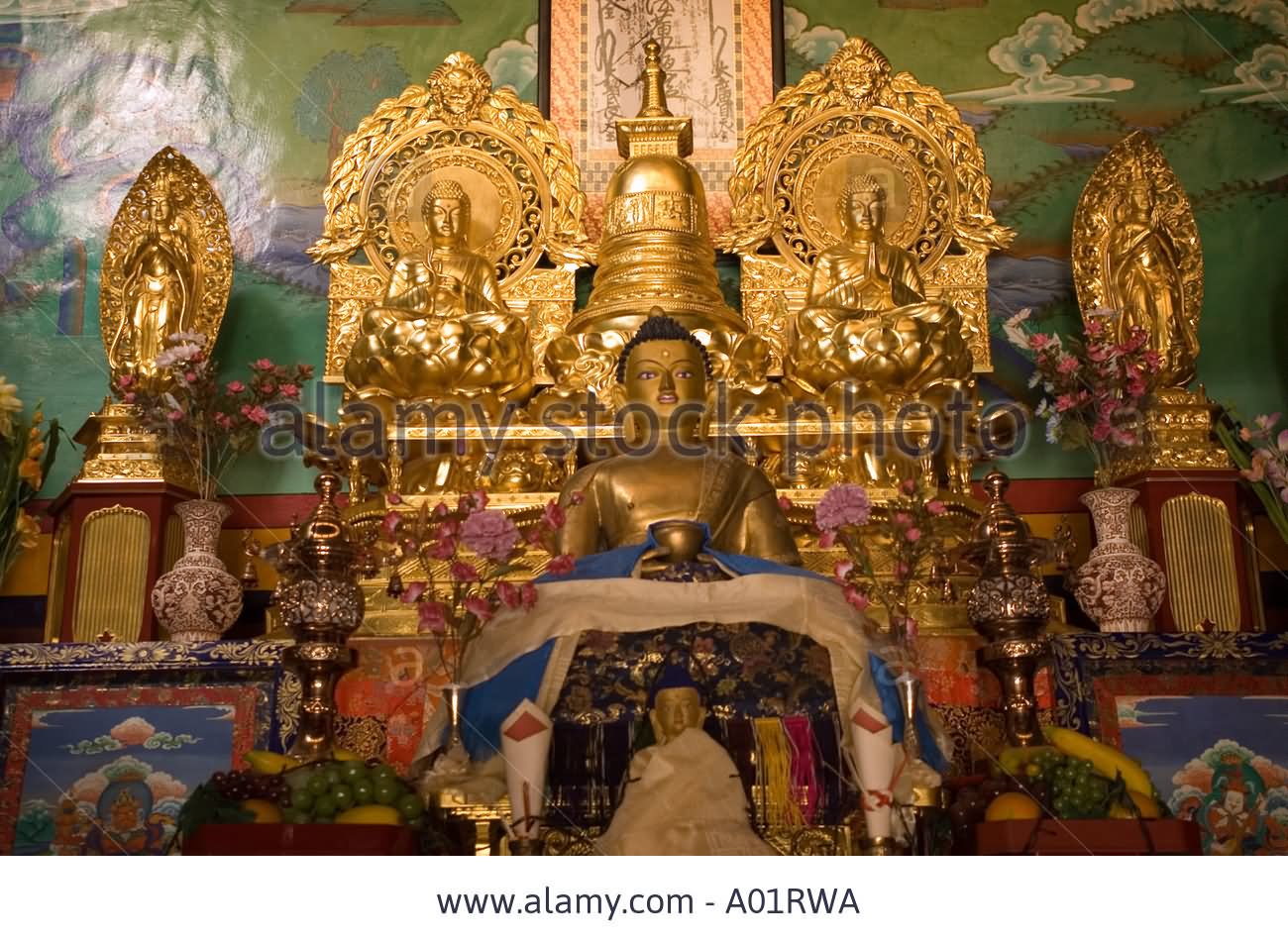 Golden Altar Inside The Shanti Stupa