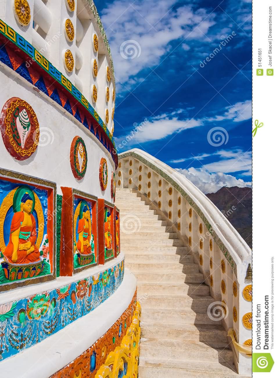 Lord Buddha Paintings On Shanti Stupa Walls