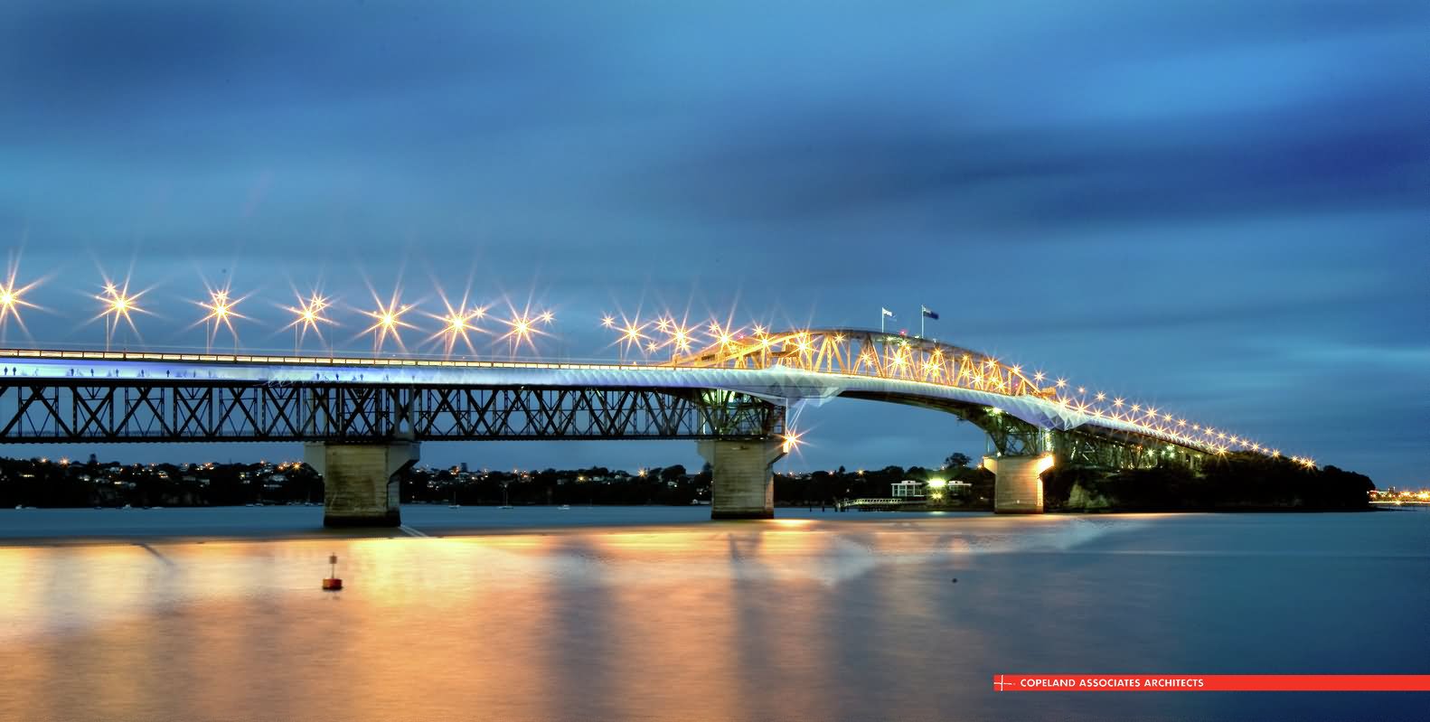 Night View Of The Auckland Harbour Bridge